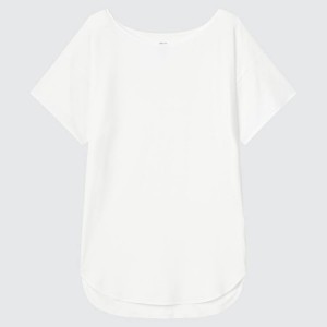 Women's Uniqlo Airism Seamless Boat Neck Longline T Shirts White | LYAU-31968