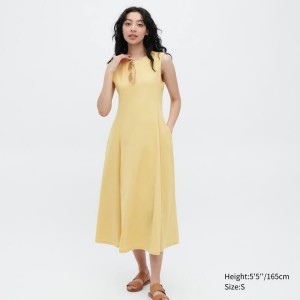 Women's Uniqlo Airism Ultra Stretch Sleeveless Dress Yellow | BJTV-20345