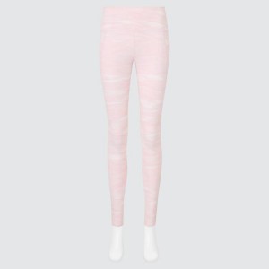 Women's Uniqlo Airism Uv Protection Printed Soft With Pockets Leggings Pink | MURC-40682