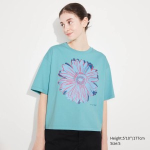 Women's Uniqlo Andy Warhol Flowers Collection Ut Graphic T Shirts Green | NWBR-14356