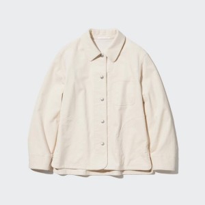 Women's Uniqlo Corduroy Coverall Jackets White | JUZT-90853