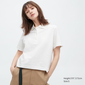 Women's Uniqlo Cropped Relaxed Fit Short Sleeved Shirts White | WXRE-26450