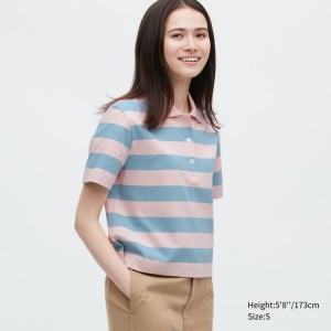 Women's Uniqlo Cropped Relaxed Fit T Shirts Pink | RHXE-85721