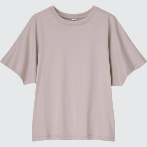 Women's Uniqlo Dolman Sleeve T Shirts Grey | VORN-05169