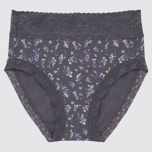 Women's Uniqlo Floral High Rise Underwear Dark Grey | UCKX-47981