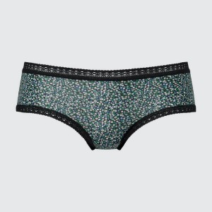 Women's Uniqlo Flower Print Hiphugger Underwear Black | CHFD-41706