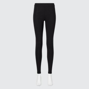 Women's Uniqlo Heattech Extra Warm Cotton Thermal Leggings Black | TMGZ-98154