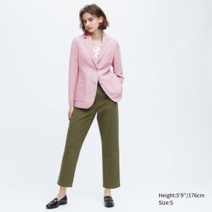 Women's Uniqlo Ines De La Fressange Linen Cotton Blend Jackets Pink | MUSD-51439