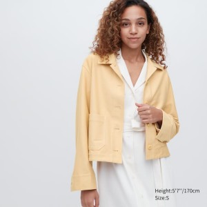 Women's Uniqlo Jersey Relaxed Fit Jackets Yellow | OQAV-57948