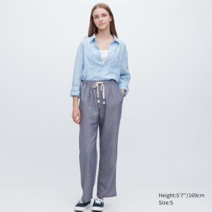 Women's Uniqlo Linen Blend Easy Loungewear Grey | SVTB-92530