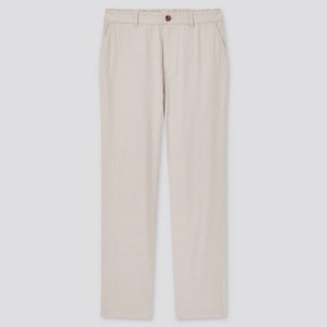 Women's Uniqlo Linen Cotton Blend Tapered (2021 Season) Trousers Beige | VWJL-84513