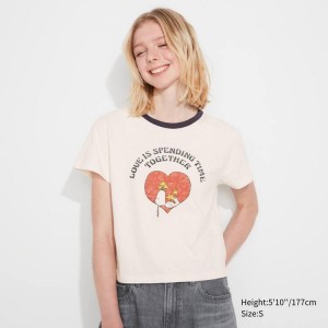 Women's Uniqlo Love Sunshine & Peanuts Ut Graphic T Shirts White | EWNB-17256