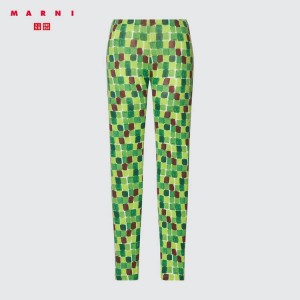 Women's Uniqlo Marni Heattech Printed Thermal Leggings Green | ARYD-23670