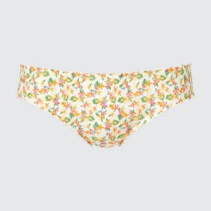 Women's Uniqlo Mid Rise Flower Print Frill Underwear Cream | GKTH-85276