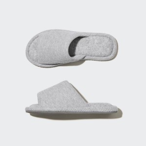 Women's Uniqlo Open Toe Waffle Slippers Grey | DSKN-45680