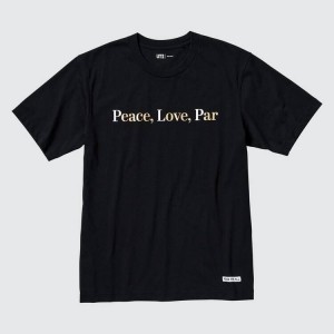 Women's Uniqlo Peace For All Ut Graphic (Adam Scott) T Shirts Black | PRTC-52397