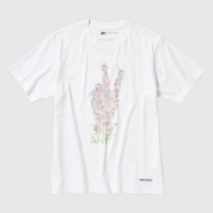 Women's Uniqlo Peace For All Ut Graphic (Jonathan Anderson) T Shirts White | ZGJF-37596