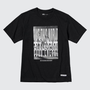 Women's Uniqlo Peace For All Ut Graphic (Kosuke Kawamura) T Shirts Black | MATS-84721