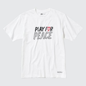 Women's Uniqlo Peace For All Ut Graphic (Kei Nishikori) T Shirts White | GYXT-80974