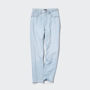 Women's Uniqlo Peg High Rise Distressed Jeans Blue | DEBZ-91032