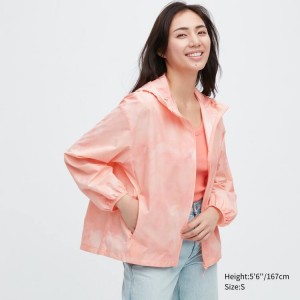 Women's Uniqlo Pocketable Uv Protection (Pattern) Parka Pink | ZUNX-71845