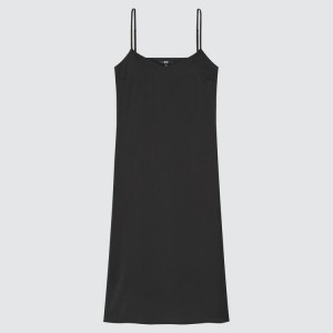 Women's Uniqlo Satin Camisole Dress Black | PYLQ-05728