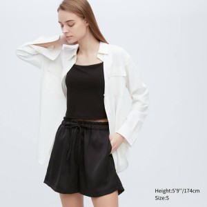 Women's Uniqlo Satin Easy Shorts Black | ORUF-97145