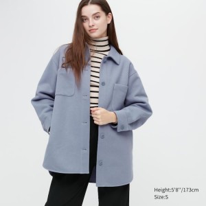 Women's Uniqlo Shirt Jackets Blue | LDKU-90475