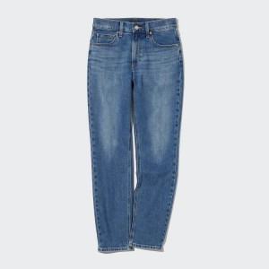 Women's Uniqlo Slim Fit Straight Leg Jeans Blue | NLZX-84739