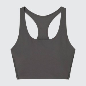 Women's Uniqlo Square Neck Active Wireless Bras Grey | CKPL-67831