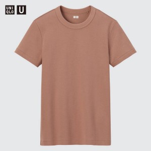 Women's Uniqlo U Crew Neck T Shirts Pink | JZYQ-56490