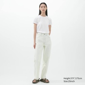 Women's Uniqlo U Curved Jeans White | NXPW-57319