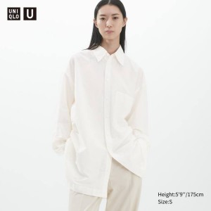 Women's Uniqlo U Oversized Shirts White | QYAX-05834