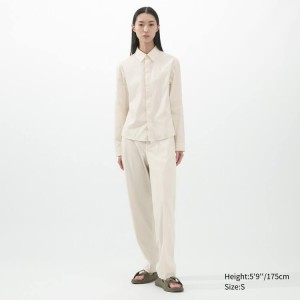 Women's Uniqlo U Stretch Shirts White | SUIB-06571