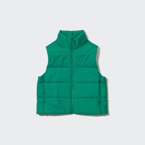 Women's Uniqlo Warm Padded Jackets Green | DVCQ-25796