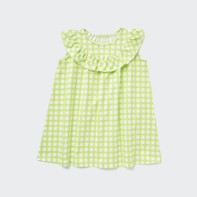 Baby Uniqlo Checked Dress Light Green | HPTN-60531