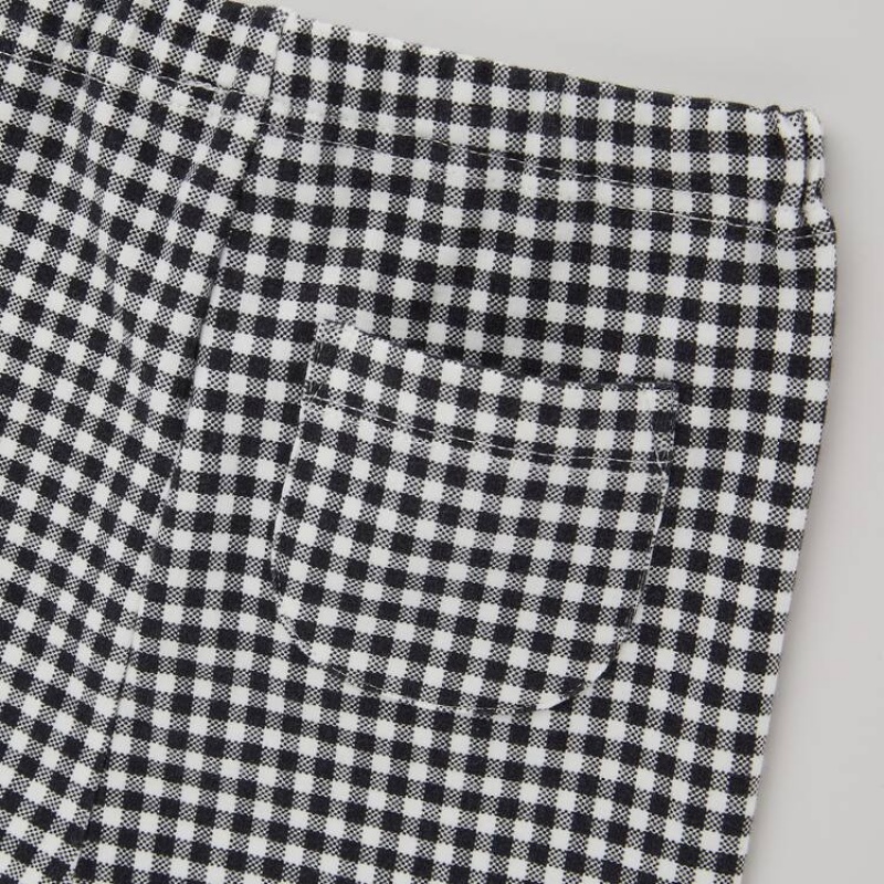 Baby Uniqlo Cotton Checked (2021 Season) Leggings Black | RSNQ-76903