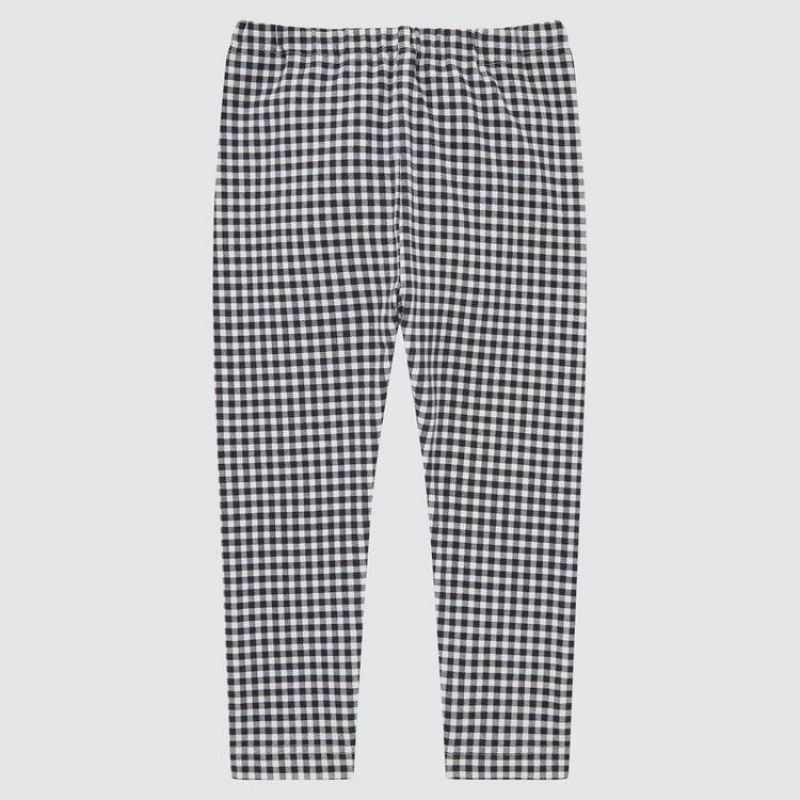 Baby Uniqlo Cotton Checked (2021 Season) Leggings Black | RSNQ-76903