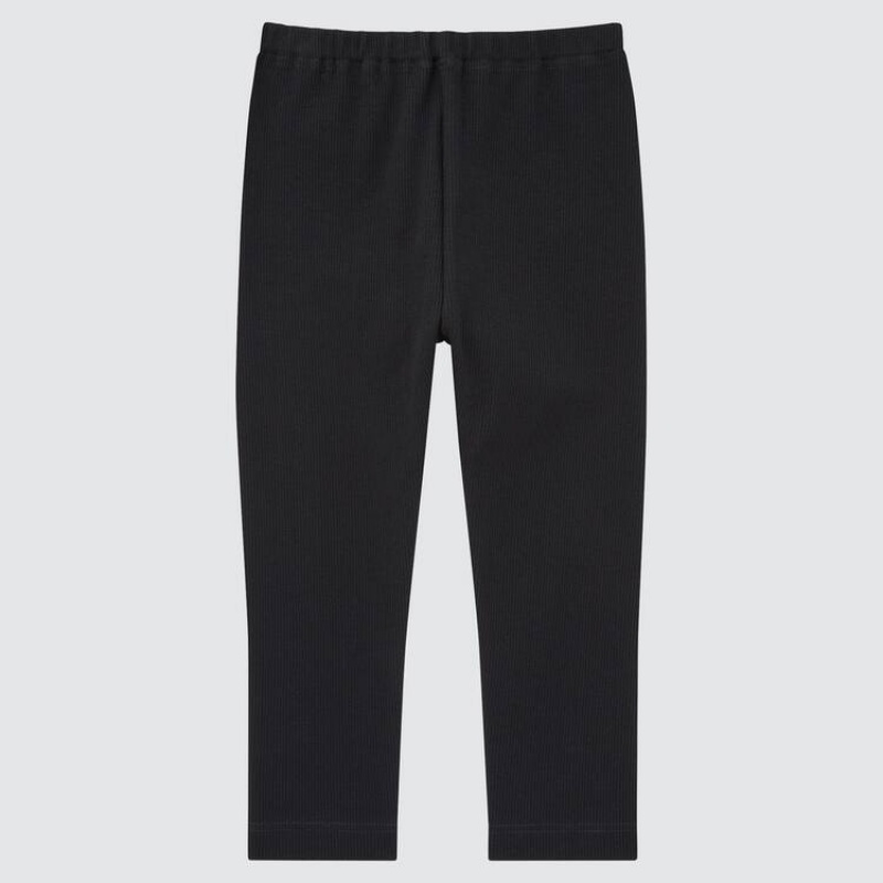 Baby Uniqlo Cotton Ribbed (2021 Season) Leggings Black | VNHY-40821