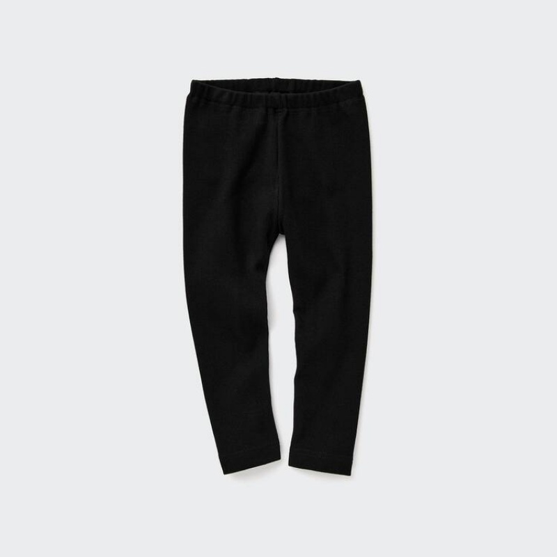 Baby Uniqlo Cotton Ribbed Leggings Black | FYSA-16409