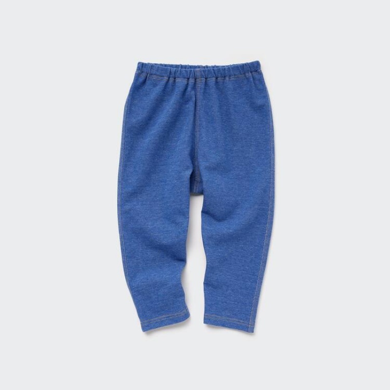 Baby Uniqlo Denim-like Relaxed Leggings Blue | YZIU-80175