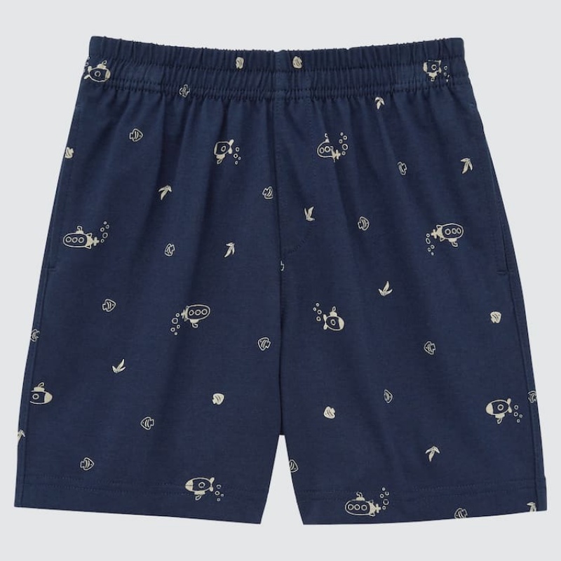 Baby Uniqlo Dry Printed Shorts Navy | VTCN-41973