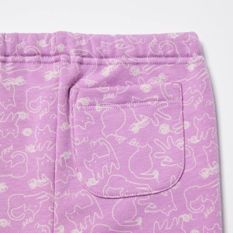 Baby Uniqlo Fleece Cat Print Leggings Pink | CTKV-43920