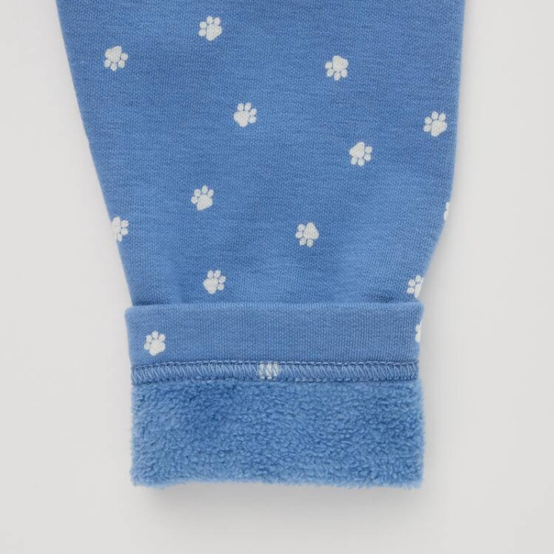 Baby Uniqlo Fleece Footprint Leggings Blue | EBQD-78946