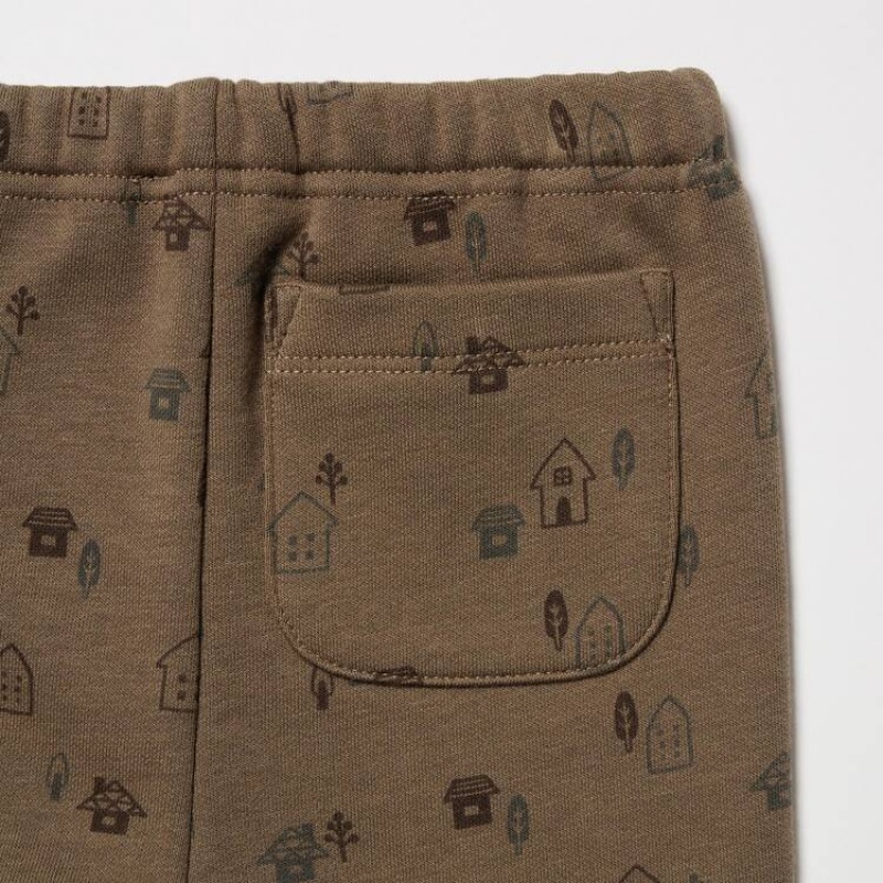 Baby Uniqlo Fleece House Print Leggings Brown | TVLN-43721