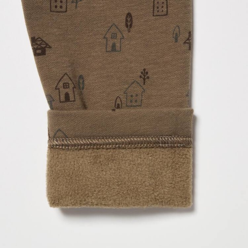 Baby Uniqlo Fleece House Print Leggings Brown | TVLN-43721