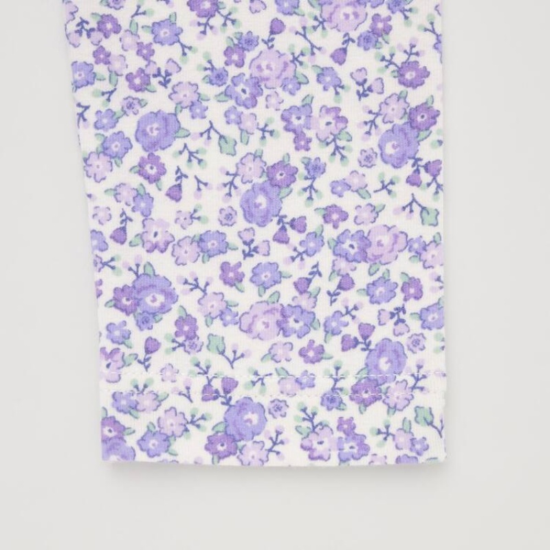 Baby Uniqlo Flower Print Leggings Purple | VMDS-06832