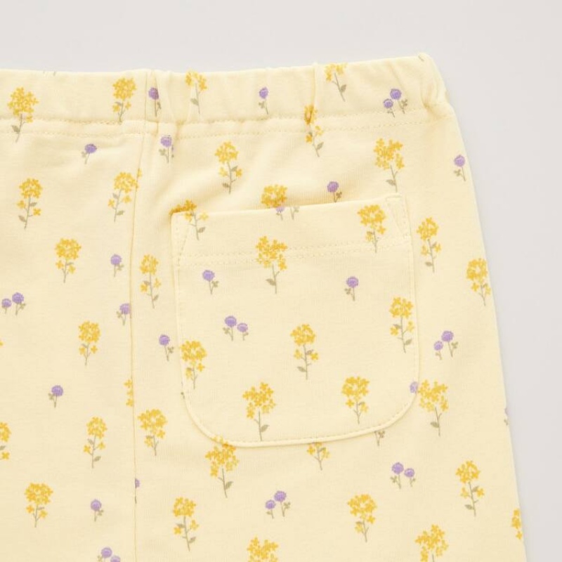 Baby Uniqlo Flower Print Leggings Yellow | MKAZ-93604