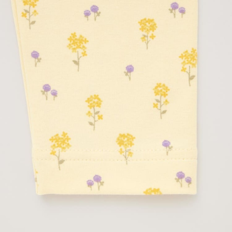 Baby Uniqlo Flower Print Leggings Yellow | MKAZ-93604