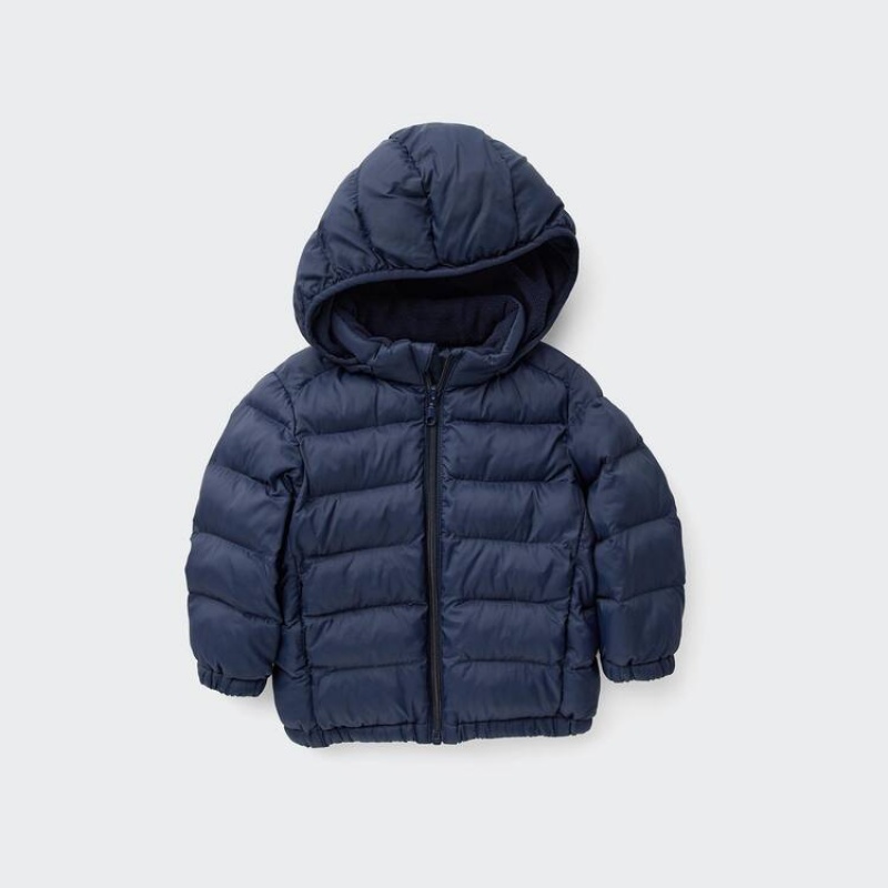 Baby Uniqlo Light Warm Padded Washable Zipped Parka Navy | IBDL-84635